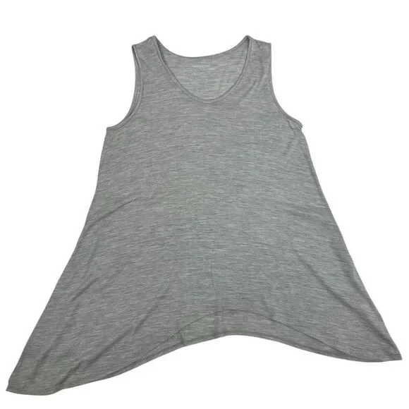 Eileen Fisher Womens SIlk Cotton Sharkbite Hem Tank Top Heather Gray Size Small - Picture 3 of 16